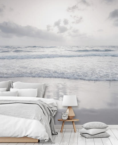 white customizable beach wallpaper called Tranquil Beach View by Assaf Frank