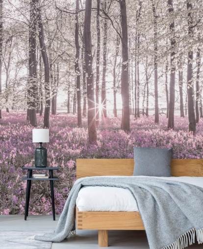 pink bluebell forest wall mural pink bluebell forest wall mural