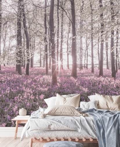 pink bluebell forest wall mural pink bluebell forest wall mural