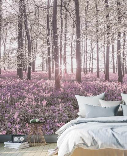 rosa blåklocka skog väggmålning rosa blåklocka skog väggmålning