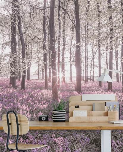 rosa blåklocka skog väggmålning