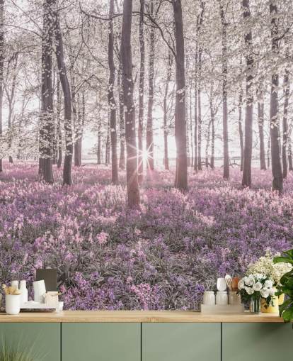 pink bluebell forest wall mural pink bluebell forest wall mural