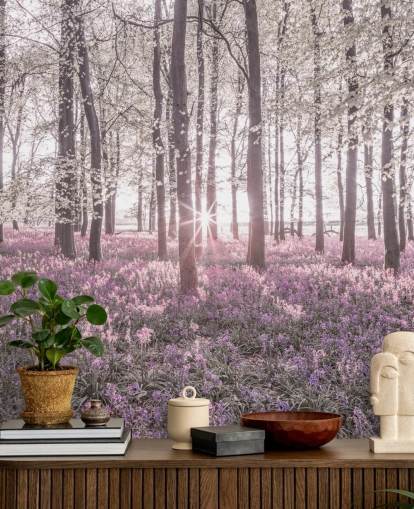 rosa blåklocka skog väggmålning