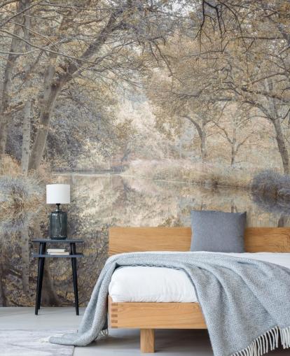 Brauner und grauer Kanal im Winterwald Wandbild von Assaf Frank für Schlafzimmer