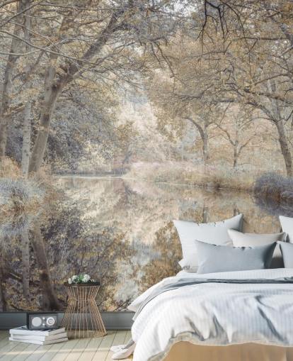 Brauner und grauer Kanal im Winterwald Wandbild von Assaf Frank für Schlafzimmer