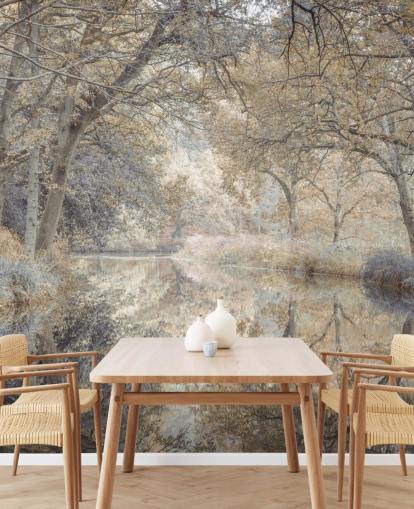 Brauner und grauer Kanal im Winterwald Wandbild von Assaf Frank für Schlafzimmer