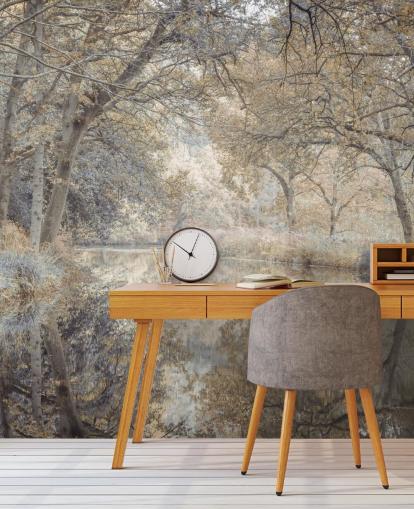 brown and grey canal in winter woodland wall mural by Assaf Frank for bedroom brown and grey canal in winter woodland wall mural by Assaf Frank for bedroom