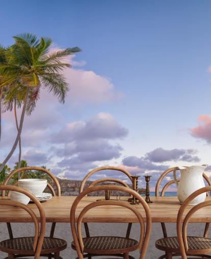 mural de papel pintado de playa de Barbados para dormitorio