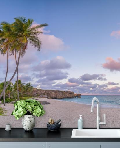 mural de papel pintado de playa de Barbados para dormitorio