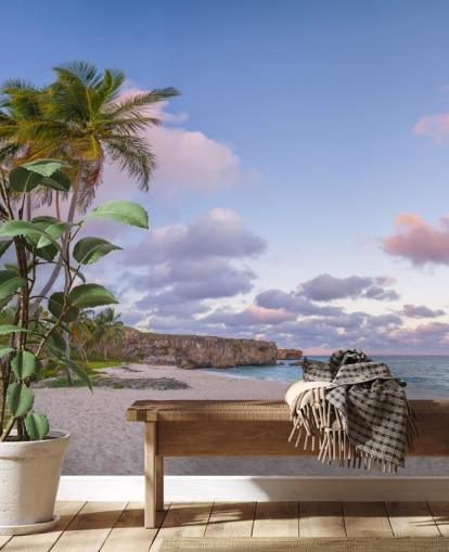mural de papel pintado de playa de Barbados para dormitorio