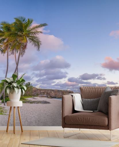 mural de papel pintado de playa de Barbados para dormitorio