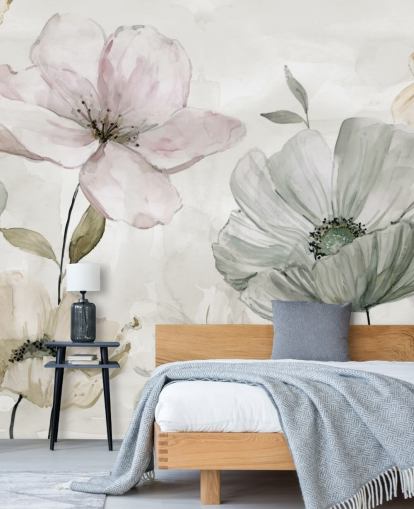 grey floral wallpaper mural by Carol Robinson grey floral wallpaper mural by Carol Robinson