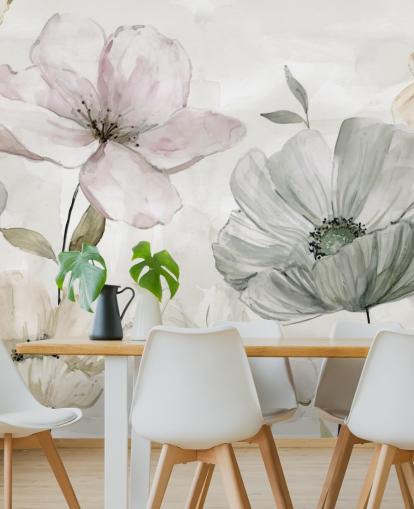 mural de papel pintado floral gris de Carol Robinson mural de papel pintado floral gris de Carol Robinson