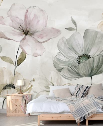 mural de papel pintado floral gris de Carol Robinson mural de papel pintado floral gris de Carol Robinson