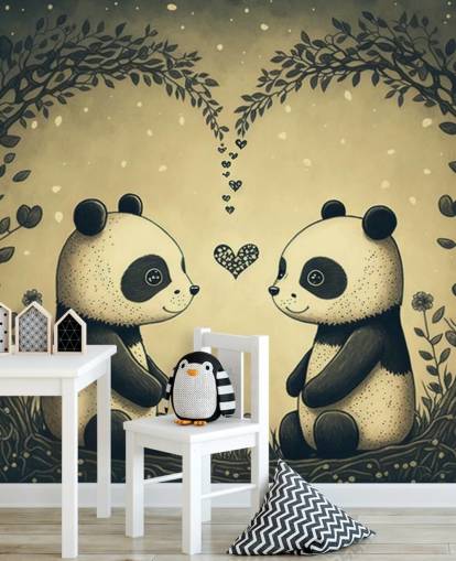 Süßes Tapeten-Wandbild „Paar Pandas“ für Kinder
