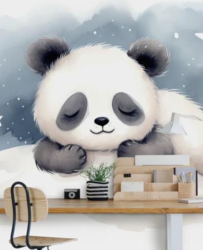 sleepy panda cute wallpaper wall mural for nursery sleepy panda cute wallpaper wall mural for nursery