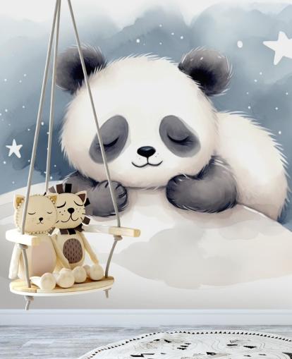 unelias panda söpö taustakuva seinämaalaus lastentarhaan unelias panda söpö taustakuva seinämaalaus lastentarhaan