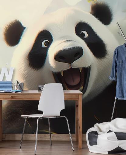 Glad smilende Panda Tapetvægmaleri Glad smilende Panda Tapetvægmaleri