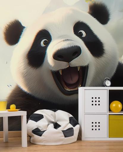 Mural de papel de parede Happy Smiling Panda Mural de papel de parede Happy Smiling Panda