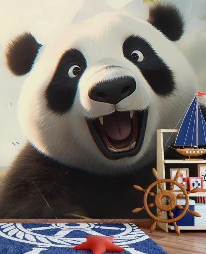 Glad smilende Panda Tapetvægmaleri Glad smilende Panda Tapetvægmaleri