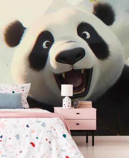 Onnellinen hymyilevä Panda taustakuvamaalaus