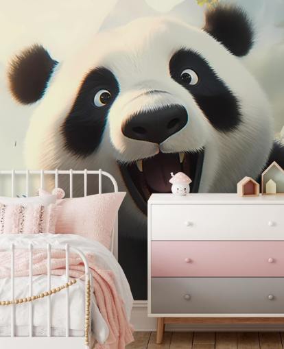 Tapeten-Wandbild „Happy Smiling Panda“ Tapeten-Wandbild „Happy Smiling Panda“