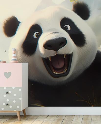 Happy smiling Panda Wallpaper Mural