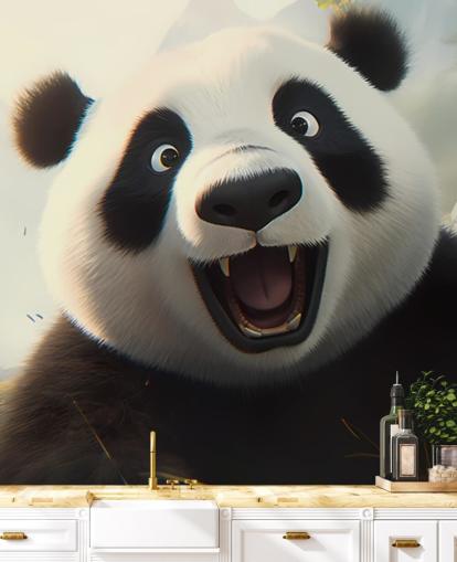 Happy smiling Panda Wallpaper Mural