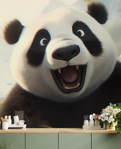Happy smiling Panda Wallpaper Mural