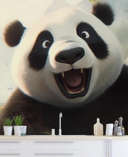 Mural de papel de parede Happy Smiling Panda Mural de papel de parede Happy Smiling Panda