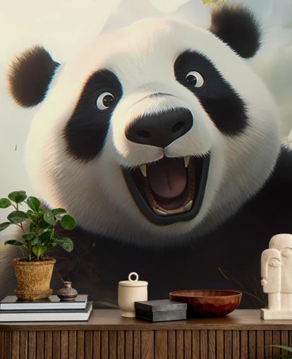 Mural de papel pintado de panda feliz sonriendo Mural de papel pintado de panda feliz sonriendo