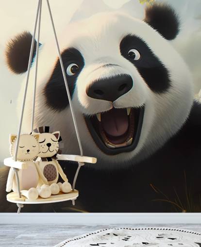 Happy smiling Panda Wallpaper Mural Happy smiling Panda Wallpaper Mural