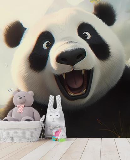 Tapeten-Wandbild „Happy Smiling Panda“