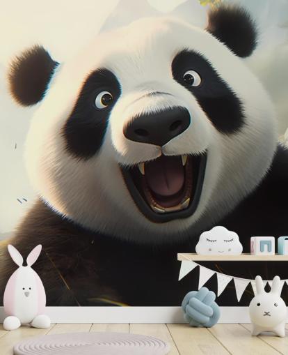 Lykkelig smilende Panda Bakgrunn Veggmaleri Lykkelig smilende Panda Bakgrunn Veggmaleri