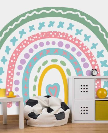 Colourful Boho Rainbow Mural Wallpaper for girls bedroom Colourful Boho Rainbow Mural Wallpaper for girls bedroom