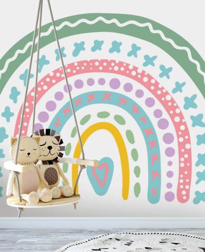 Bunte Boho-Regenbogen-Wandtapete für Mädchenzimmer