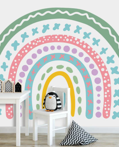 Papier peint mural coloré Boho Rainbow pour chambre de fille