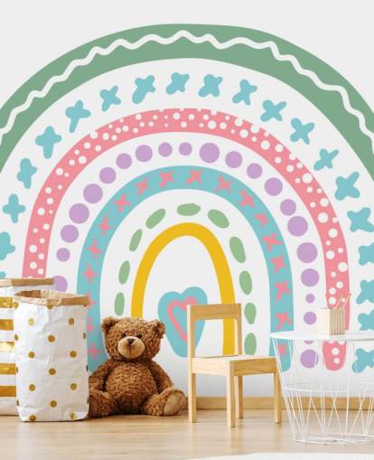 Colourful Boho Rainbow Mural Wallpaper for girls bedroom Colourful Boho Rainbow Mural Wallpaper for girls bedroom