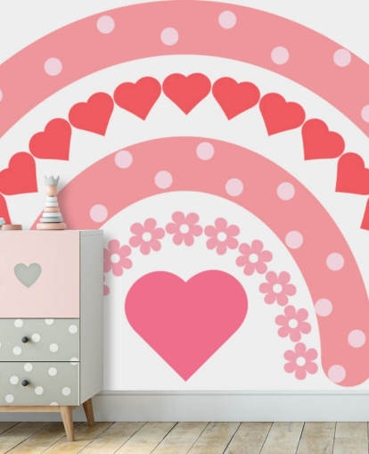 Rosa Boho Rainbow tapet veggmaleri med hjerter