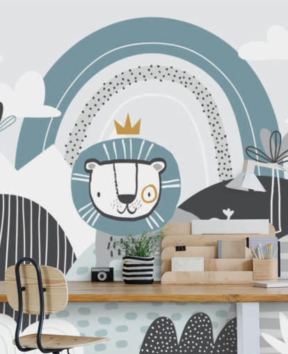 cute lion king wallpaper mural in blue in nursery cute lion king wallpaper mural in blue in nursery