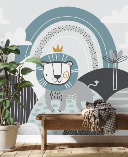 cute lion king wallpaper mural in blue in nursery cute lion king wallpaper mural in blue in nursery