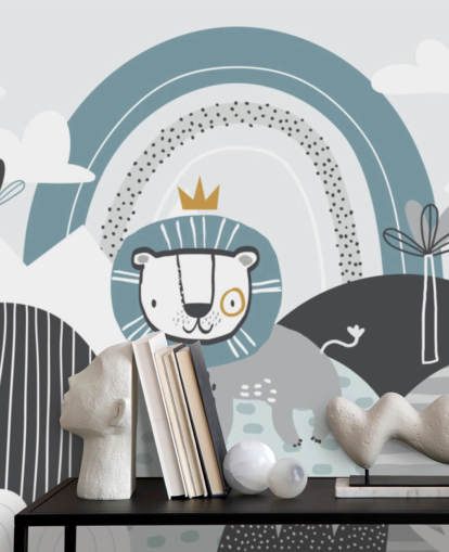 cute lion king wallpaper mural in blue in nursery cute lion king wallpaper mural in blue in nursery