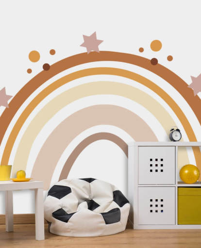 Carta da parati murale neutra Boho Rainbow per la cameretta dei bambini