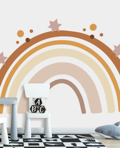 Carta da parati murale neutra Boho Rainbow per la cameretta dei bambini Carta da parati murale neutra Boho Rainbow per la cameretta dei bambini