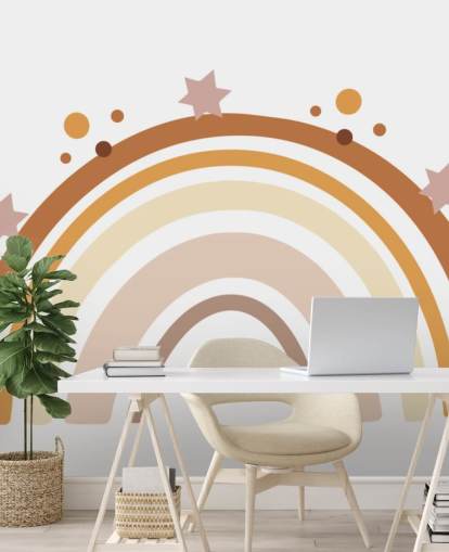 Neutral Boho Rainbow Wallpaper Mural for kids bedroom
