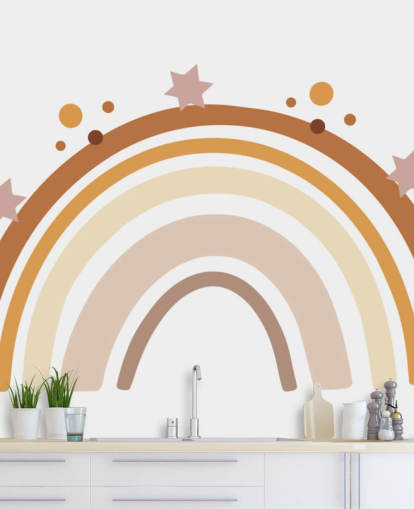 Neutral Boho Rainbow Wallpaper Mural for kids bedroom