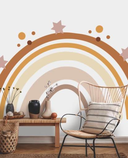 Neutrales Boho-Regenbogen-Tapeten-Wandbild für Kinderzimmer