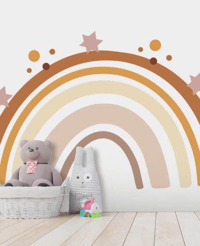 Mural de papel de parede neutro Boho Rainbow para quarto de crianças