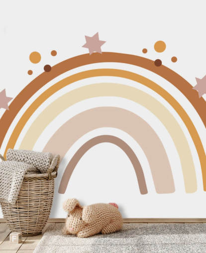 Mural de papel de parede neutro Boho Rainbow para quarto de crianças Mural de papel de parede neutro Boho Rainbow para quarto de crianças