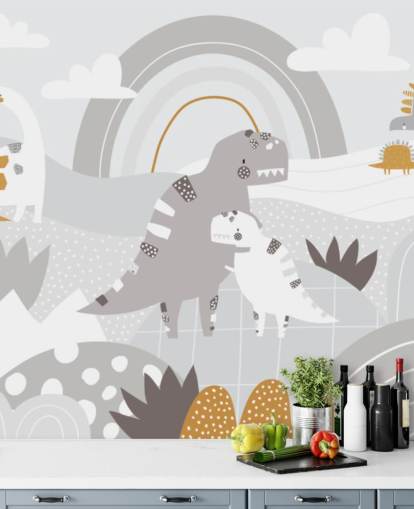 söpöjä dinosauruksia vuorella sateenkaaren taustakuvalla söpöjä dinosauruksia vuorella sateenkaaren taustakuvalla